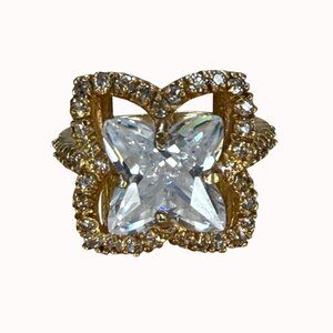 Luxe‎ Gold Tone Butterfly Crystal Statement Cocktail Ring Size 7